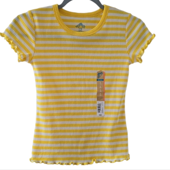 THEREABOUTS GIRLS YELLOW STRIPED SHORT SLEEVE TOP SIZE SMALL 7/8 - Picture 1 of 9